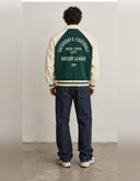 Raglan Sleeve Stadium Jacket - Green / Apricot