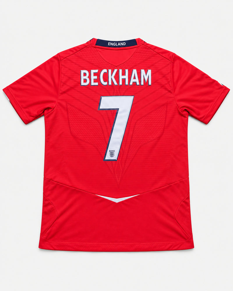 England 2008-09 Beckham away vintage football shirt, size Medium, back.