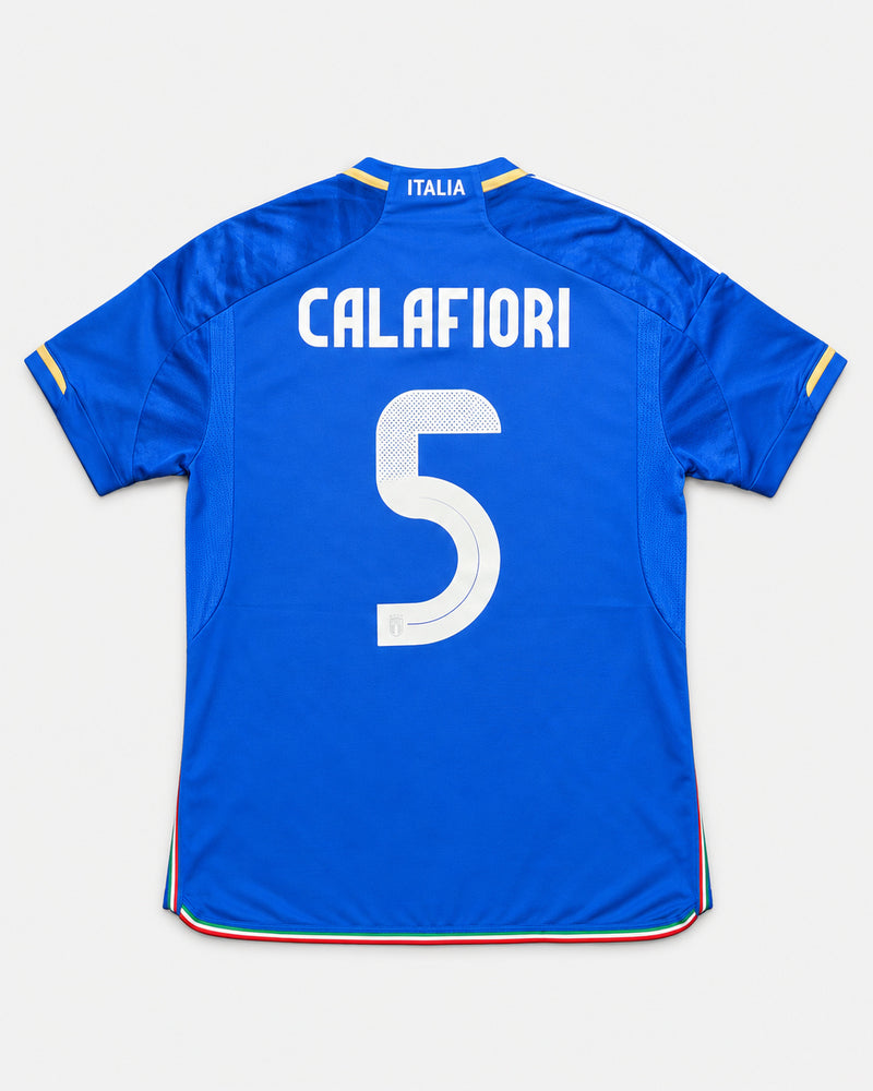 Italy 2024-25 Calafiori home vintage football shirt, size Medium, back.