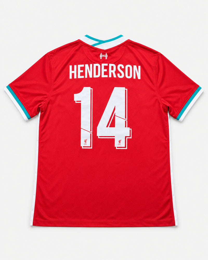 Liverpool 2020-21 Henderson home vintage football shirt, size 2XL, back.
