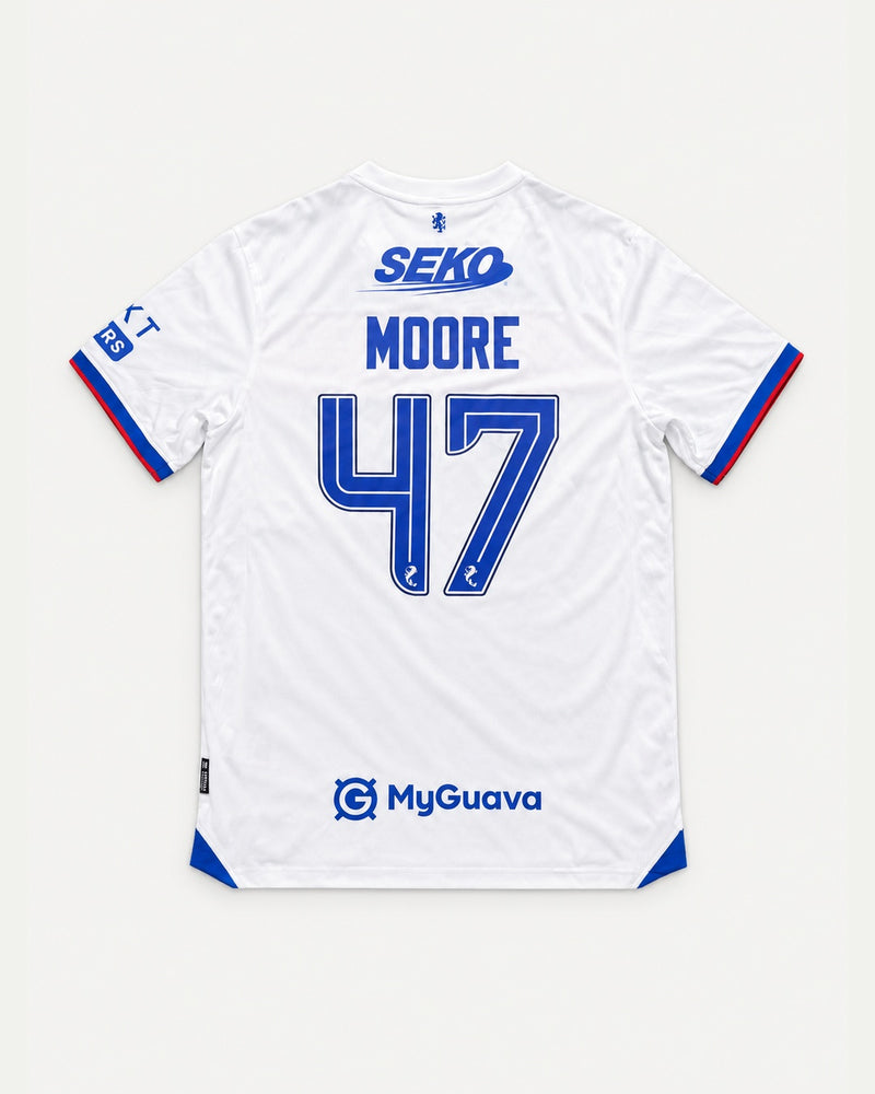Rangers 2025-26 Moore away vintage football shirt, size XL, back.