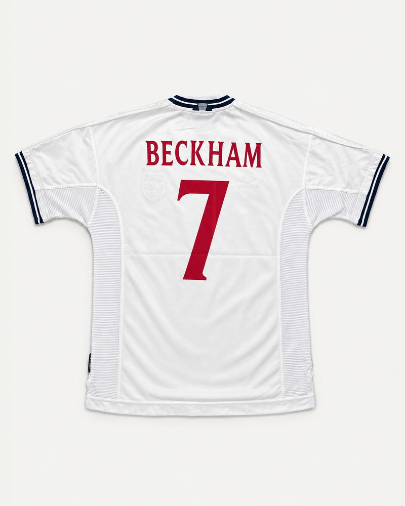 England 1999-00 Beckham home vintage football shirt, size Large, back.