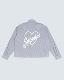 Unisex Boxy Striped Shirt - Light Blue