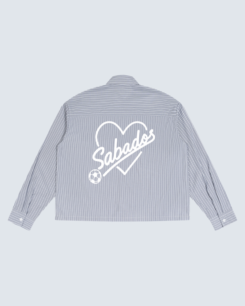 Saturdays Football Unisex Boxy Striped Shirt in Light Blue