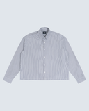 Unisex Boxy Striped Shirt - Light Blue