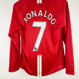 Manchester United 2007-09 Ronaldo Long Sleeve Home Kit (M)