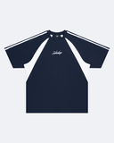 Navy Blue Unisex Raglan Color Block T-Shirt