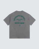 New York City Soccer League Vintage Washed Oversized Cotton T-Shirt - Gray