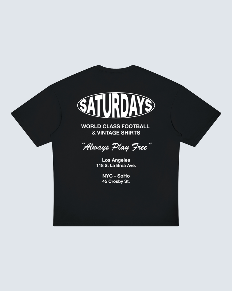 Saturdays Football World Class Unisex Oversized Drop Shoulder T-Shirt in Black