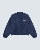 Unisex Striped Full-Zip Track Jacket - Navy
