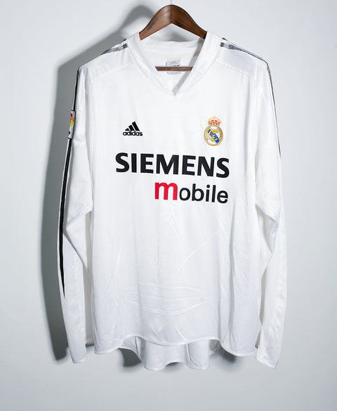 Real Madrid 2004-05 Beckham Long Sleeve Home Kit (2XL)