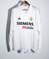 Real Madrid 2004-05 Beckham Long Sleeve Home Kit (2XL)