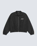 Unisex Striped Full-Zip Track Jacket - Black