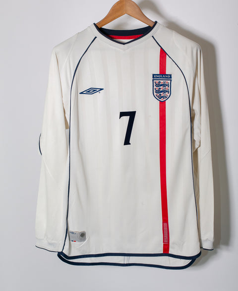 England 2002 Beckham Long Sleeve Home Kit (M)