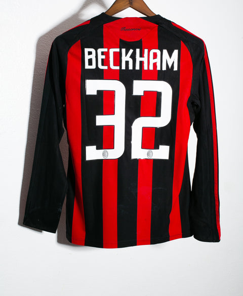 AC Milan 2008-09 Beckham Long Sleeve Home Kit (S)