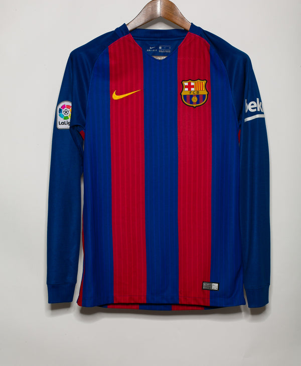 Barcelona 2016-17 Messi Long Sleeve Home Kit (S)