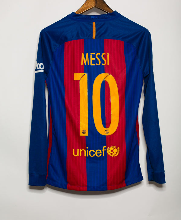 Barcelona 2016-17 Messi Long Sleeve Home Kit (S)