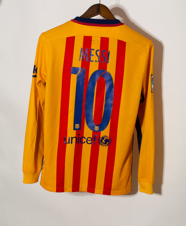 Barcelona 2015-16 Messi Long Sleeve Away Kit (S)