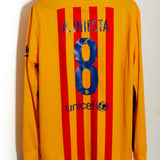 Barcelona 2015-16 Iniesta Long Sleeve Away Kit (XL)