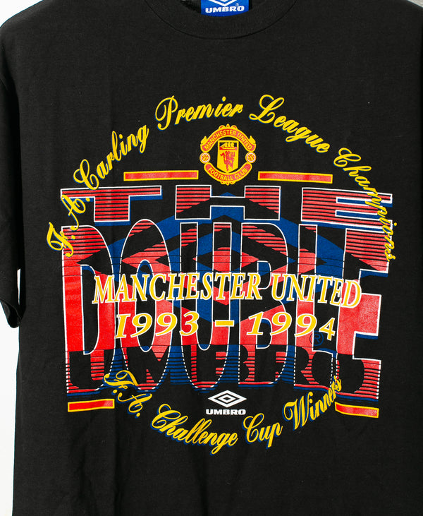 Vintage Umbro Man United 1993-94 Domestic Double Commemorative Tee (L)