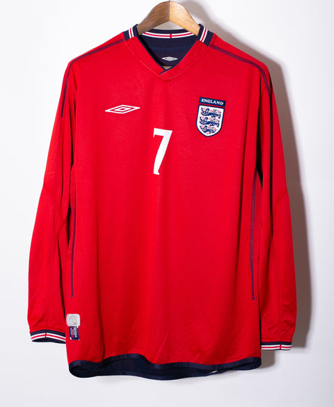 England 2002 Beckham Long Sleeve Away Kit (L)