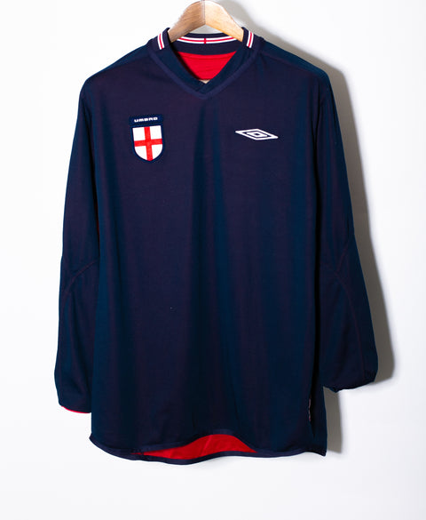 England 2002 Beckham Long Sleeve Away Kit (L)