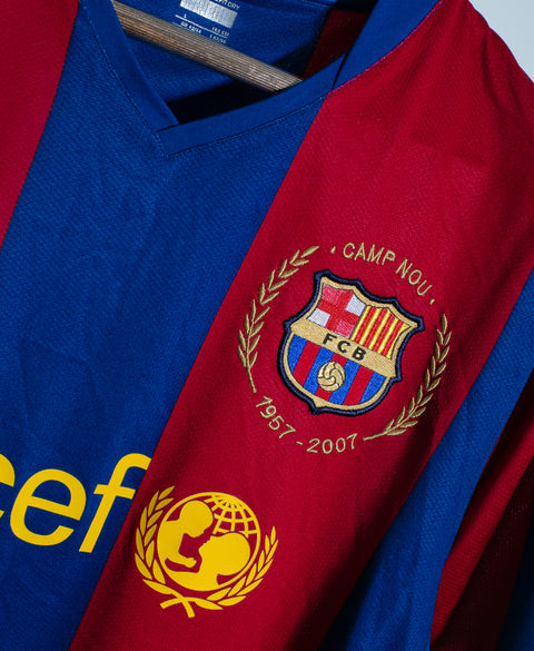 Barcelona 2007-08 Ronaldinho Home Kit (L)