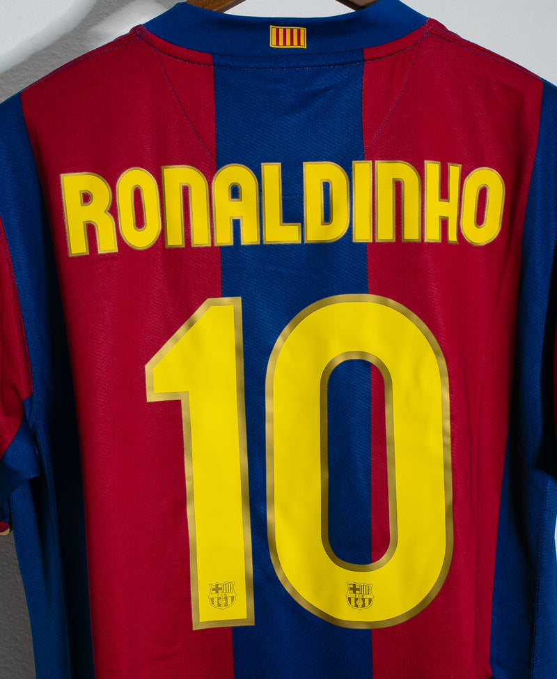 Barcelona 2007-08 Ronaldinho Home Kit (L)