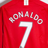 Manchester United 2007-09 Ronaldo Long Sleeve Home Kit (M)