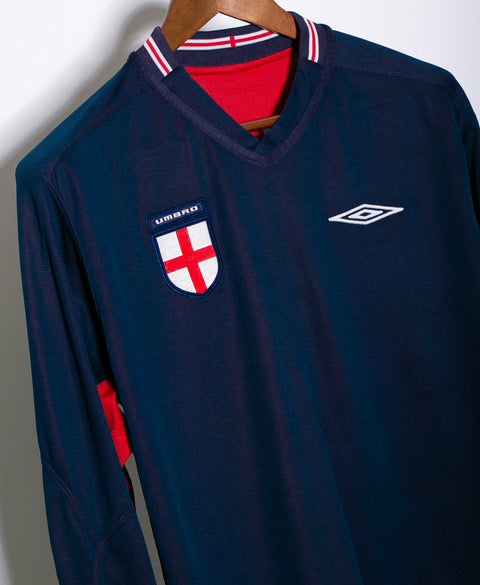 England 2002 Beckham Long Sleeve Away Kit (L)