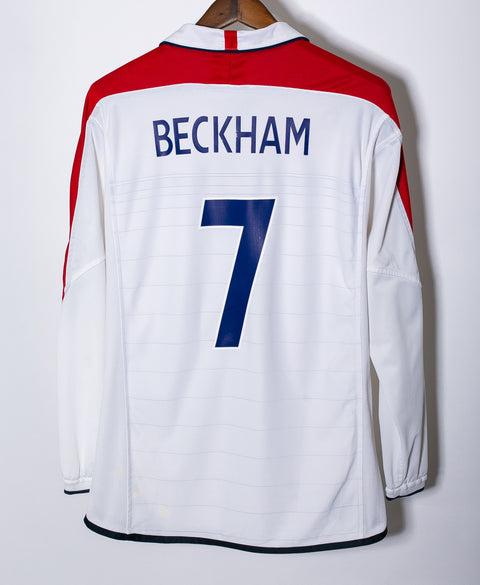 England 2004 Beckham Long Sleeve Home Kit (M)