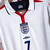 England 2004 Beckham Long Sleeve Home Kit (M)