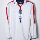 England 2004 Beckham Long Sleeve Home Kit (M)