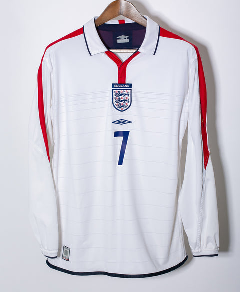 England 2004 Beckham Long Sleeve Home Kit (M)