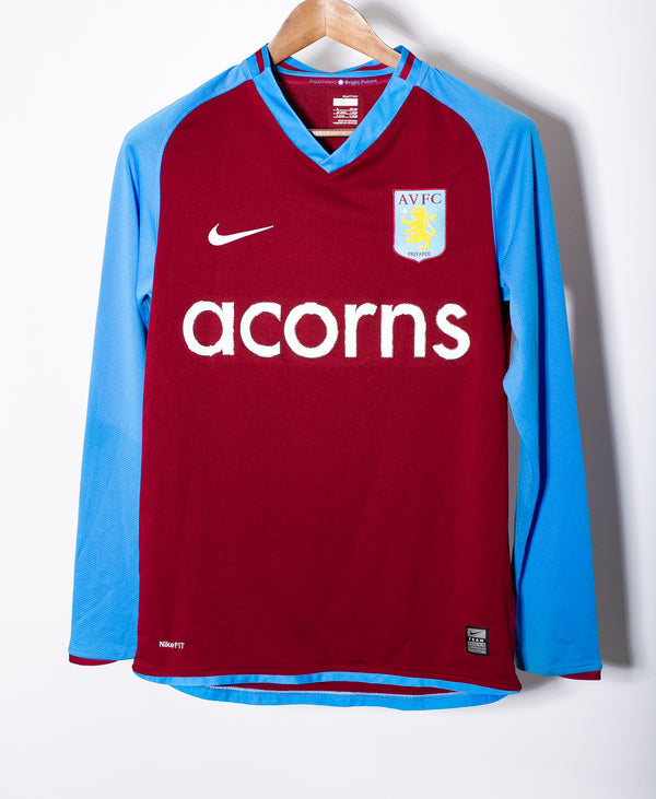 Aston Villa 2008-09 Young Long Sleeve Home Kit (S)