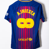 Barcelona 2017-18 Iniesta Special Sponsorless Home Kit (S)