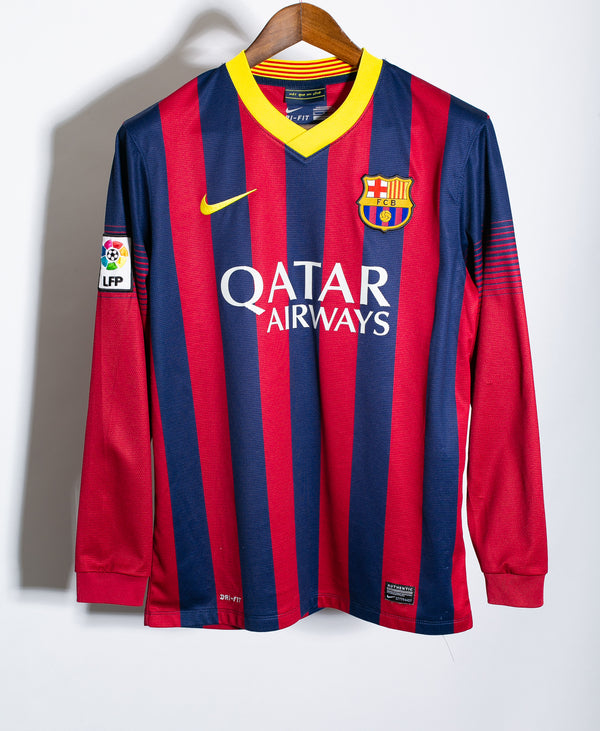 Barcelona 2013-14 Neymar Long Sleeve Home Kit (M)