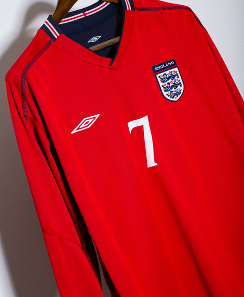 England 2002 Beckham Long Sleeve Away Kit (L)