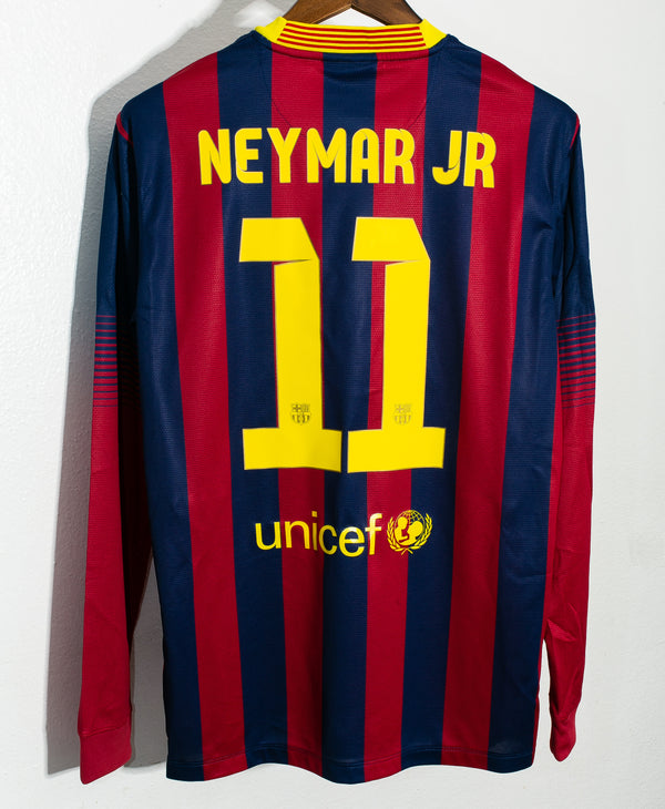 Barcelona 2013-14 Neymar Long Sleeve Home Kit NWT (M)