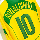 Brazil 2004 Ronaldinho Long Sleeve Home Kit (S)