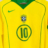 Brazil 2004 Ronaldinho Long Sleeve Home Kit (S)