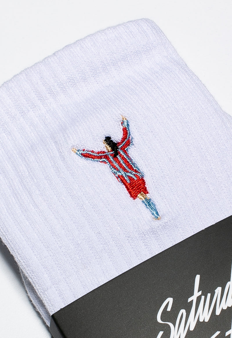 Saturdays Football Embroidered O Rei Legend Socks, lifestyle photo