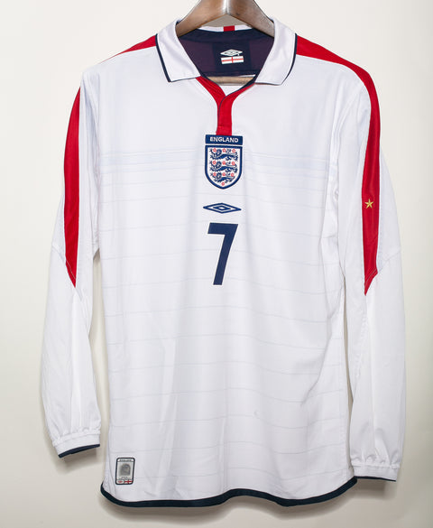 England 2004 Beckham Long Sleeve Reversible Home Kit (M)