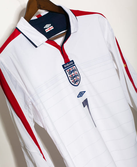 England 2004 Beckham Long Sleeve Reversible Home Kit (M)