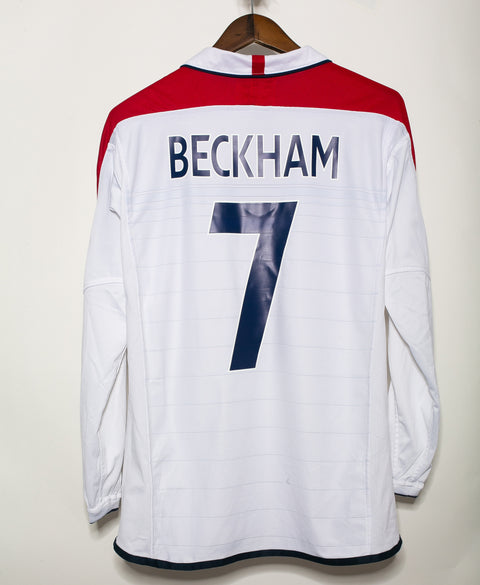 England 2004 Beckham Long Sleeve Reversible Home Kit (M)