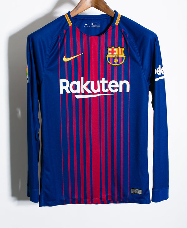 Barcelona 2017-18 Iniesta Special Long Sleeve Home Kit (S)