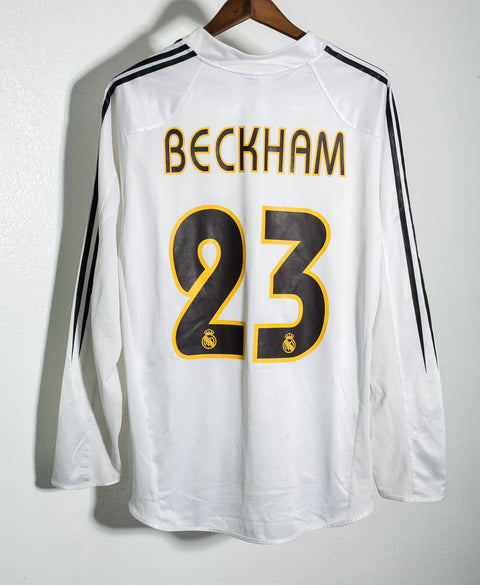 Real Madrid 2004-05 Beckham Long Sleeve Home Kit (XL)