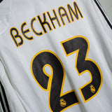 Real Madrid 2004-05 Beckham Long Sleeve Home Kit (XL)