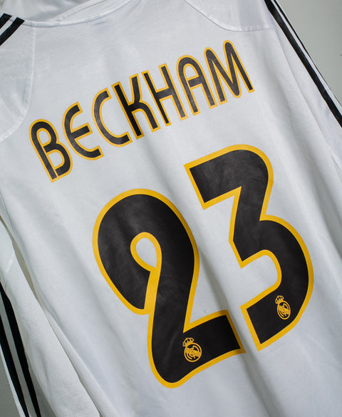 Real Madrid 2004-05 Beckham Long Sleeve Home Kit (XL)