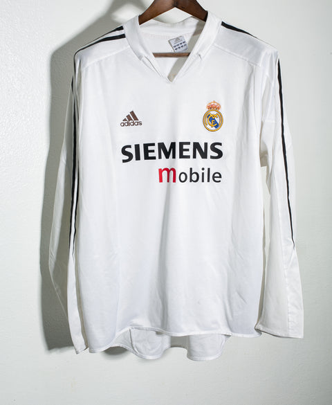 Real Madrid 2004-05 Beckham Long Sleeve Home Kit (XL)